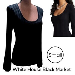 Women Sweater, White House Black Market Black RibTop, Fall/Winter, Scoop Neck